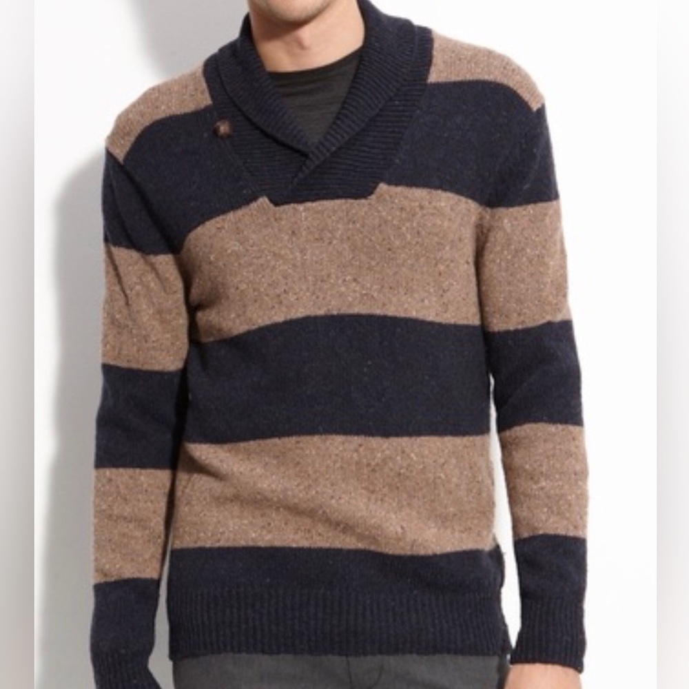 Vince men’s stripe shawl collar wool sweater size large